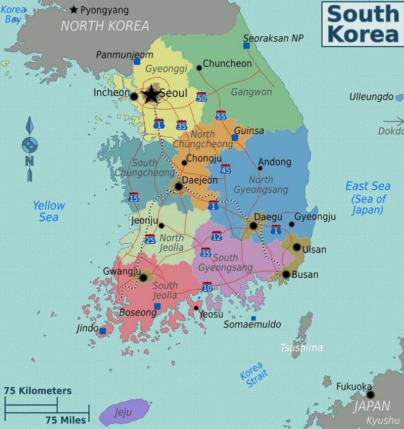 south korea map