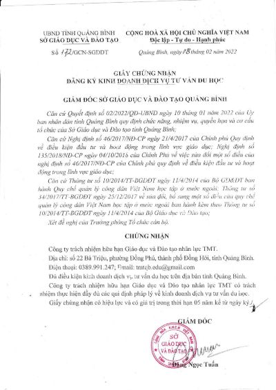 GIẤY PH&Eacute;P TƯ VẤN DU HỌC